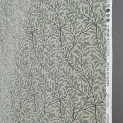 Ramas beige-mint tyg med kvistar och blad