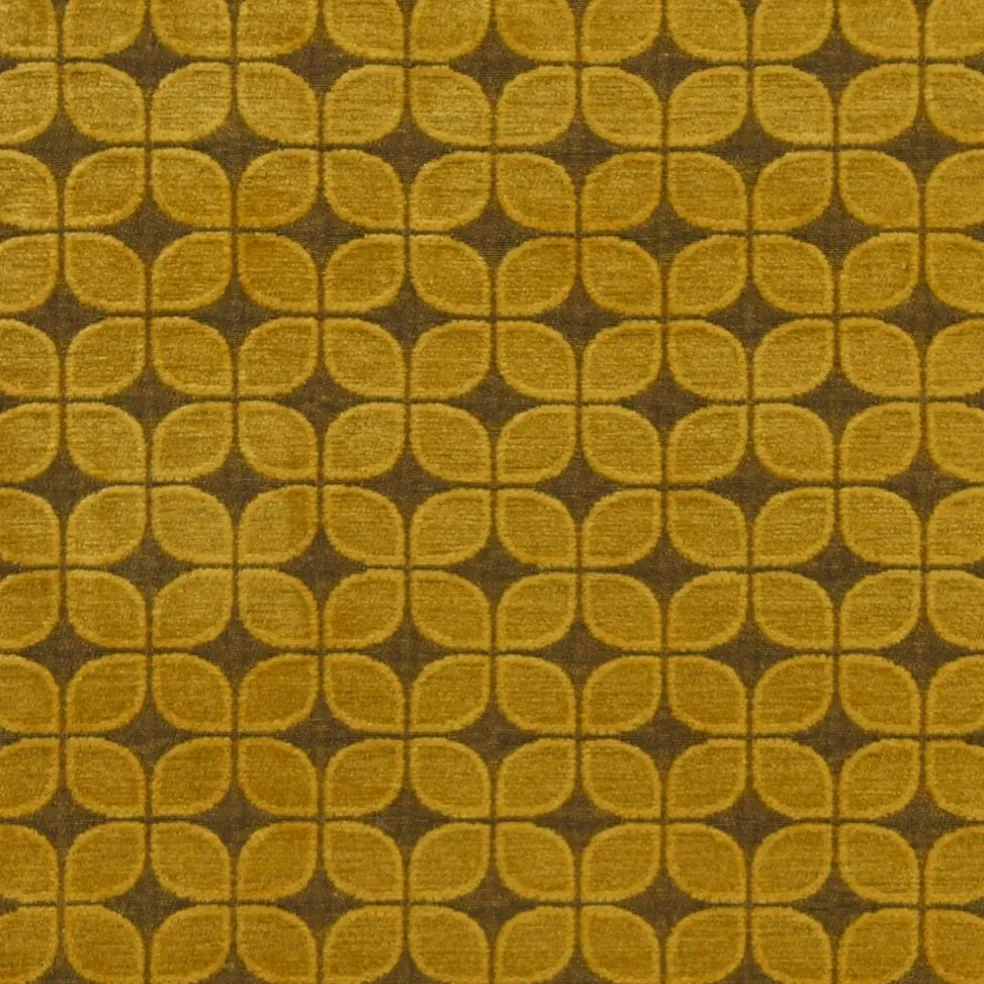Soft retro leaf ochre möbeltyg