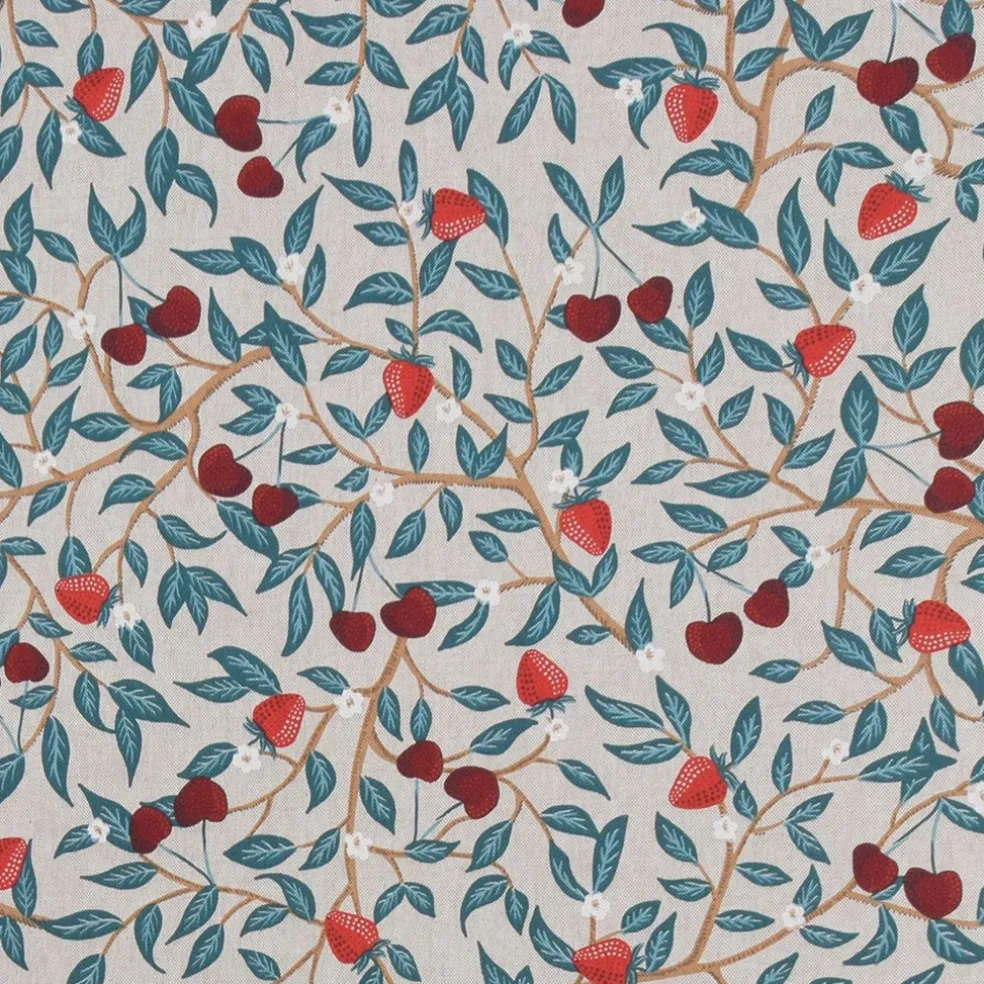 Strawberry Cherry - Linnelook tyg med Jordgubbar & Körsbär
