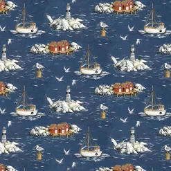 Textilvaxduk Fiskeskär mörkblå