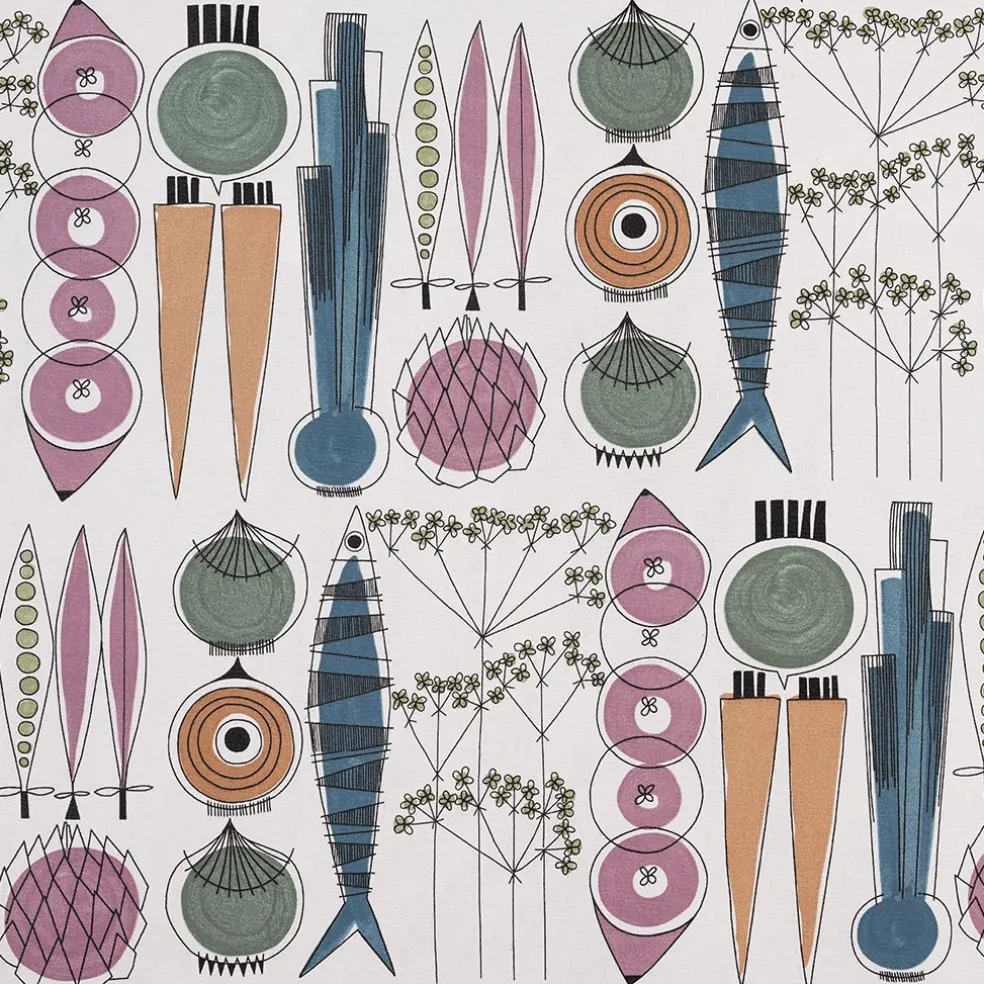 Textilvaxduk Picknick blå/rosa - lekfull retrodesign i mjuka färger