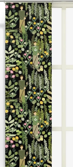 Trädgård svart/grön panelgardiner