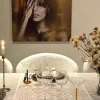 Åttebladsrose beige löpare 50x150 - Ekelunds Linneväveri