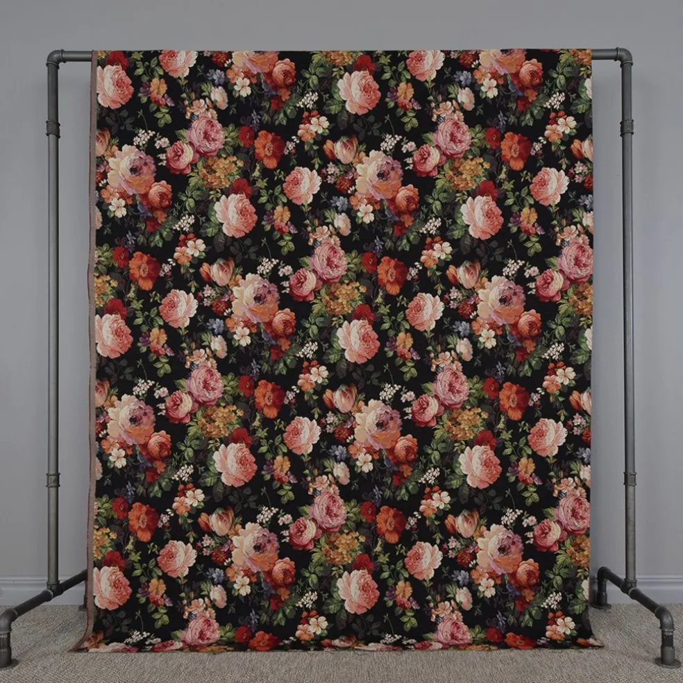 Turin svart jacquard - lyxigt möbeltyg