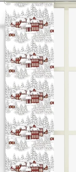 Vinterbyn röd panelgardin