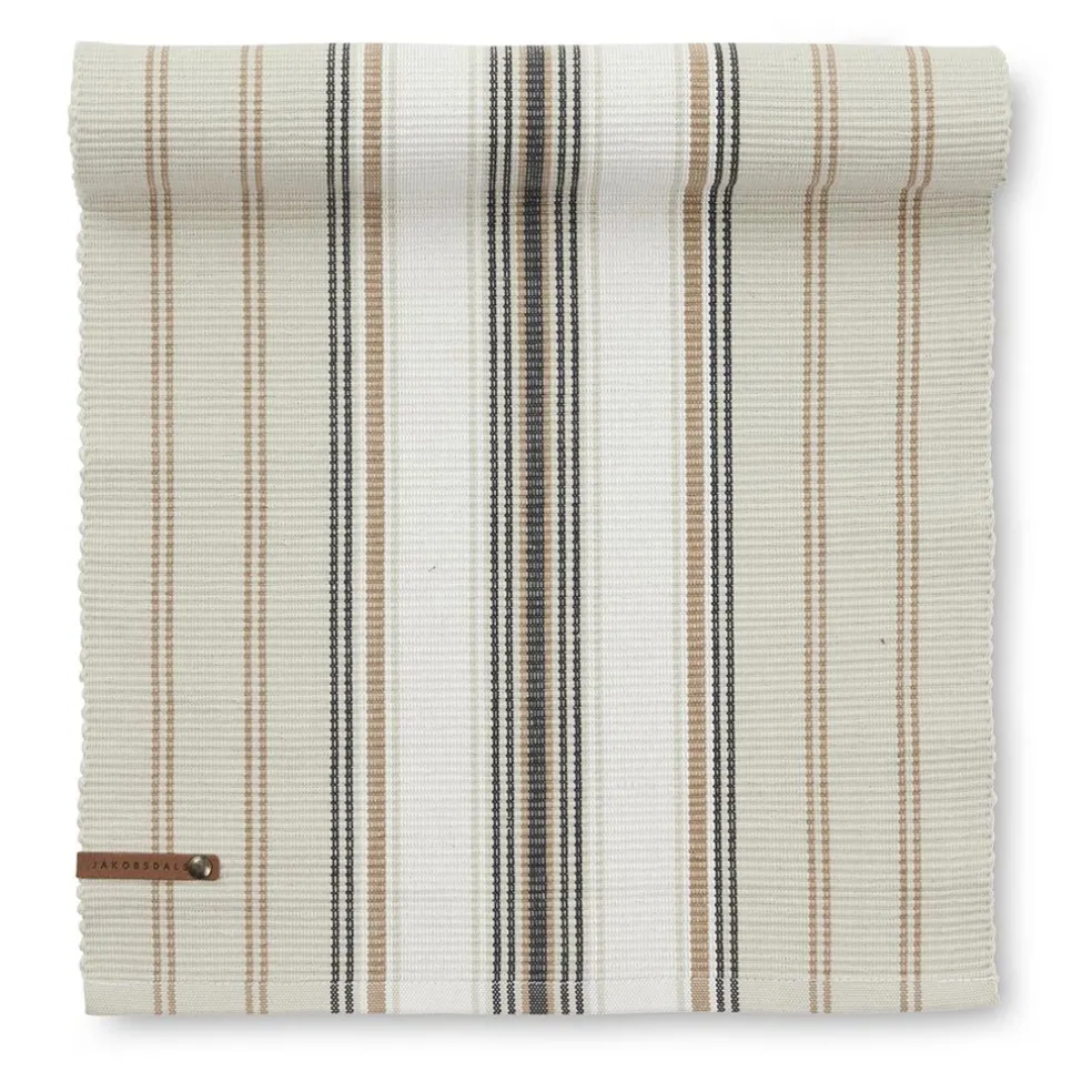 Wove beige löpare 35x120 cm – Randig bordslöpare